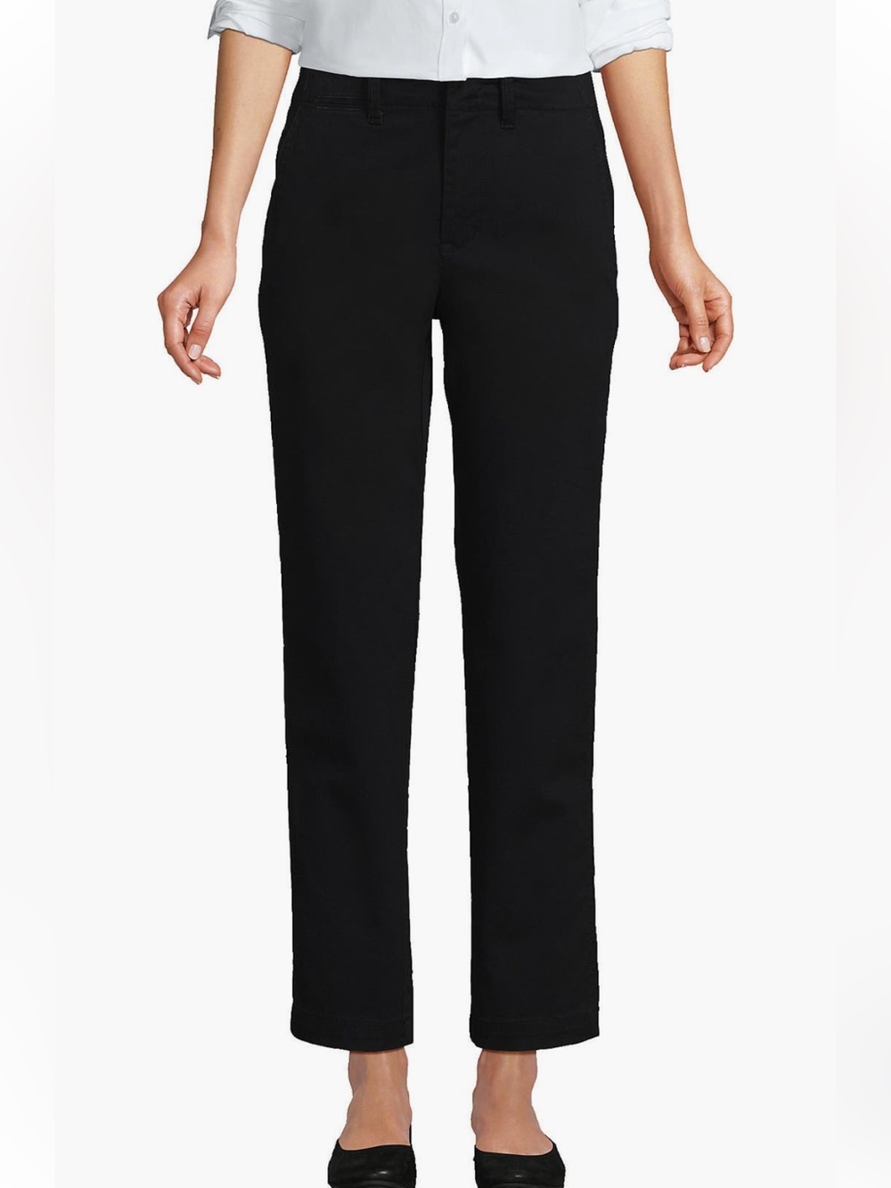 Lands' End- Mid Rise Classic Straight
Leg Chino Ankle Pants, Black, Size 6